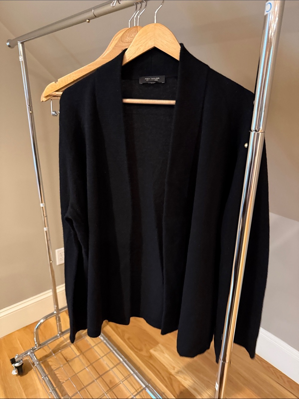 Ann Taylor Black Open-Front Cardigan